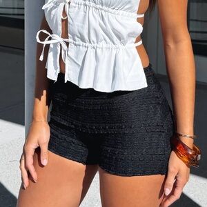 White Fox Black Honeymoon Lace Micro Shorts